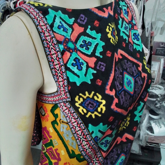 Rachel Roy Aztec Bohemian Multicolor Mini Dress Sz S - Picture 12 of 17